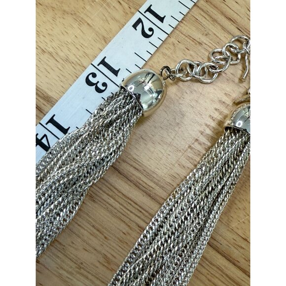 Multi-Strand Silver-Tone Chain Necklace With Polished Ring - Picture 11 of 14